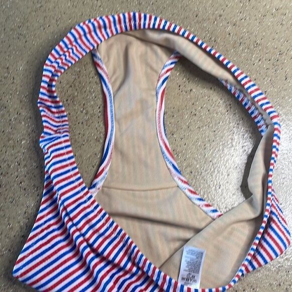Old Navy red white blue striped seersucker bikini bottom sz L - Picture 4 of 7